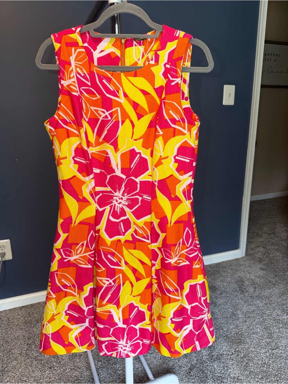 Julian Taylor White Satin-Lined Floral Dress
